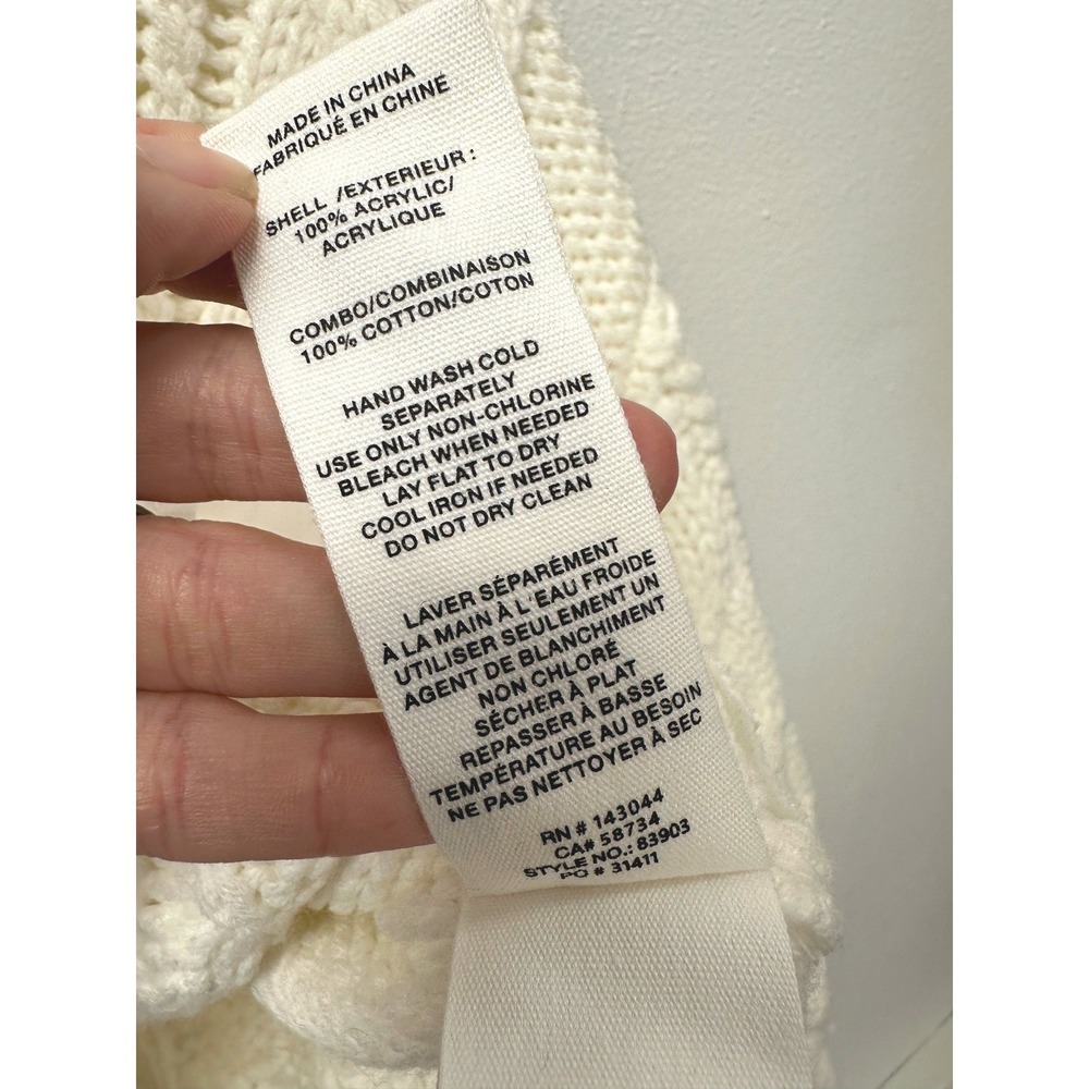 Avec Les Filles Cropped Layered Cable Knit Sweater Ivory M - Picture 7 of 8